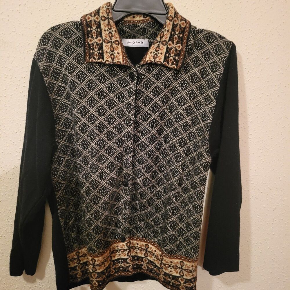 Vintage Borgo Forte open-front cardigan features a timeless, bohemian design